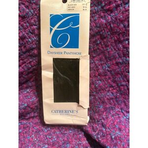 Catherines Plus Size Daysheer Pantyhose Black Size C Sheer Sandalfoot RN 15796